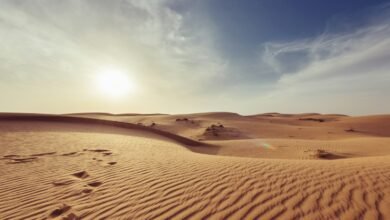 gray sand under white and blue sky