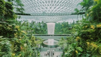 a view of the inside of a building with a fountain