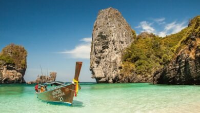 beach, boat, lagoon