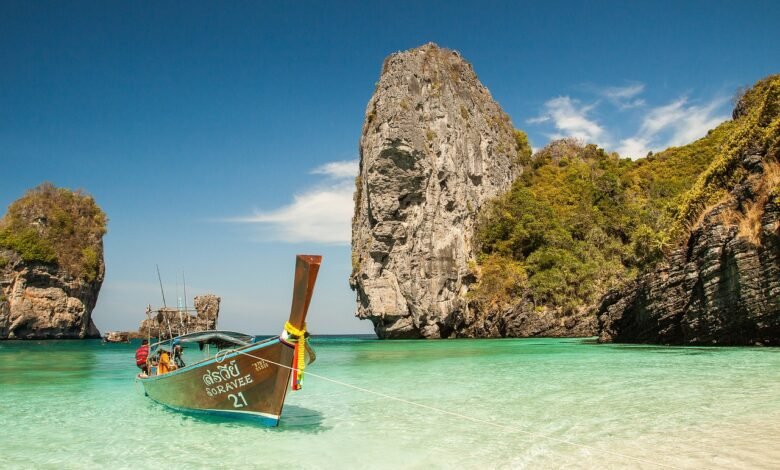 beach, boat, lagoon