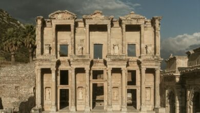 a building with pillars and stairs