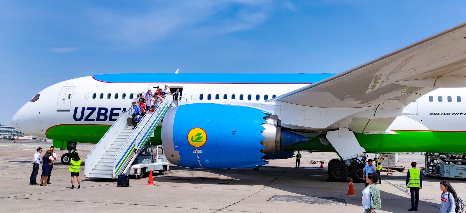white and blue plane