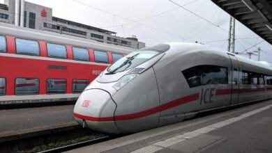 High-speed ICE and regional trains at Stuttgart station in Germany.