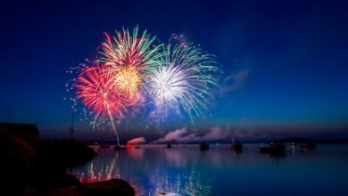 green, red, and white fireworks on sky at nighttime