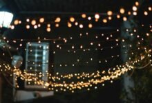 yellow string lights lighted during nighttime
